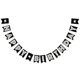 BANDERINES FELIZ CUMPLEAÑOS DE TEXTO BLANCO DE BANCO EN FONDO