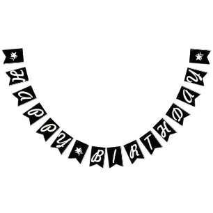 BANDERINES FELIZ CUMPLEAÑOS DE TEXTO DE ESCRITURA BLANCA EN N
