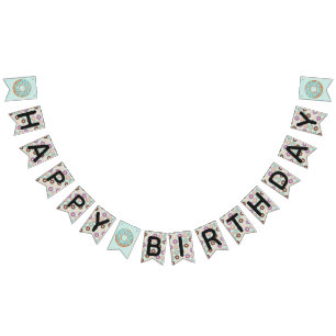 Banderines FELIZ CUMPLEAÑOS Donas Glaseadas de Azul Dulce Fie