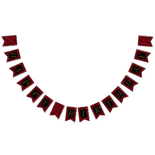 Banderines Feliz cumpleaños elegante del rosa rojo