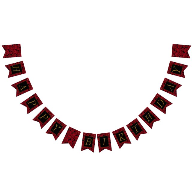 Banderines Feliz cumpleaños elegante del rosa rojo (Todo)