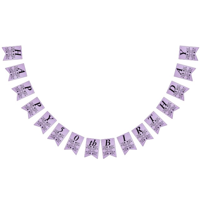 Banderines Feliz cumpleaños elegante flores negras moradas (Todo)