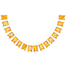 Banderines Feliz cumpleaños en acuarela de oro