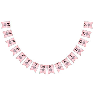 Banderines Feliz cumpleaños Fantasy Sun Bonito Face Pink Blac
