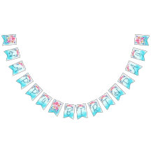 Feliz cumpleaños Floral azul turquesa rosa