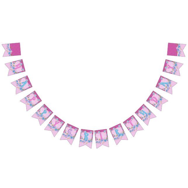 Banderines Feliz cumpleaños Floral Púrpura Púrpura Fiesta de  (Todo)