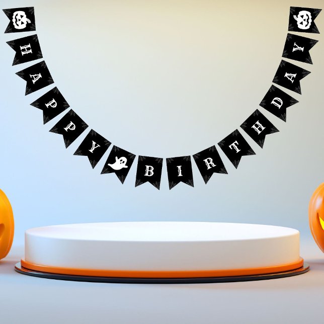 Banderines Feliz cumpleaños Ghost-Pumpkin Halloween (Subido por el creador)