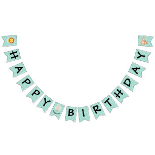 Banderines Feliz cumpleaños Hippo Cute Fiesta Animal