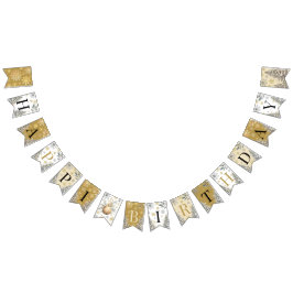 Banderines Feliz cumpleaños invierno Wonderland Gold