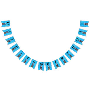 Banderines Feliz cumpleaños Lady Skeleton Striped Cape Aqua