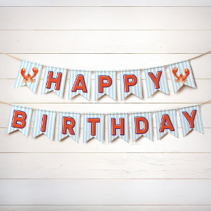 Banderines Feliz Cumpleaños Langosta Náutica