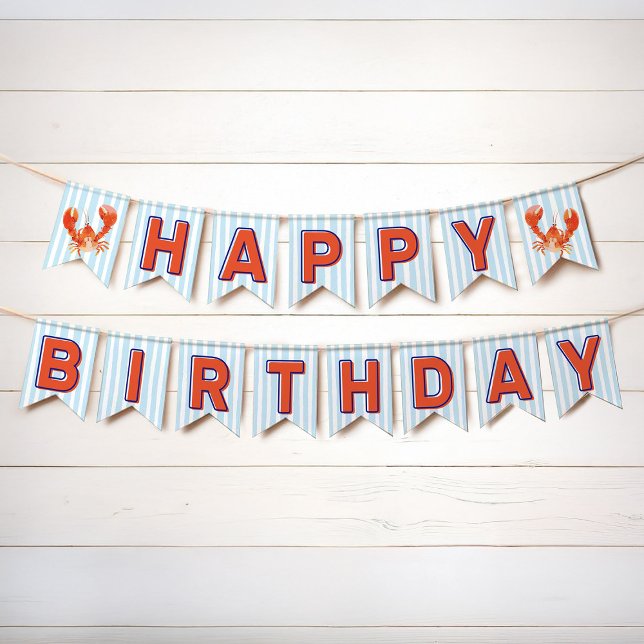 Banderines Feliz Cumpleaños Langosta Náutica (Subido por el creador)