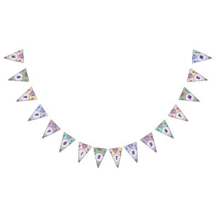 Banderines Feliz cumpleaños Mamá Flores Fiesta Floral Bunting