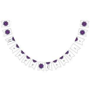 Banderines Feliz cumpleaños mandala en morado