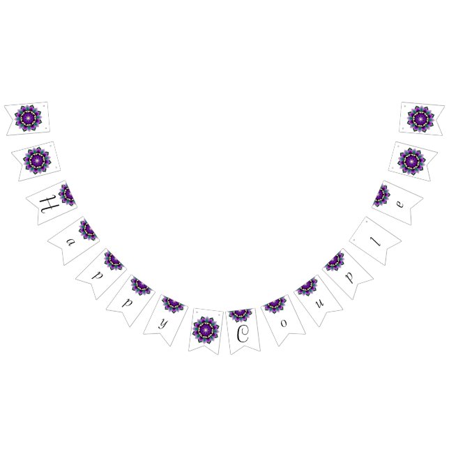 Banderines Feliz cumpleaños mandala en morado (Todo)