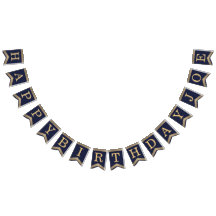 Feliz Cumpleaños Navy Blue Gold  3 Letras Nombre J