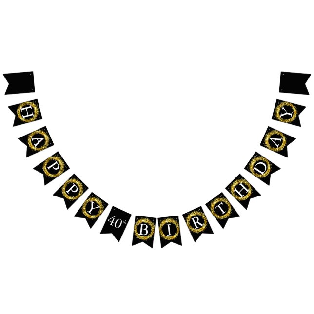 Banderines Feliz cumpleaños 🎈 negro y oro (Todo)