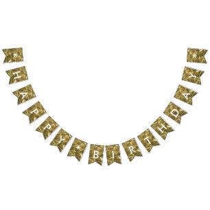 Banderines Feliz cumpleaños oro blanco brillante Fiesta Purpu