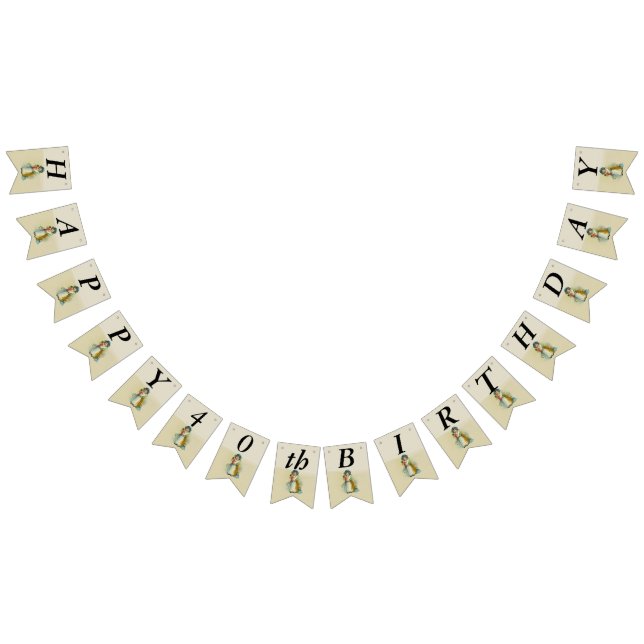 Banderines Feliz cumpleaños, pequeño Chica victoriano con muñ (Todo)