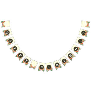 Banderines Feliz cumpleaños púrpura iris Black White Polka pu
