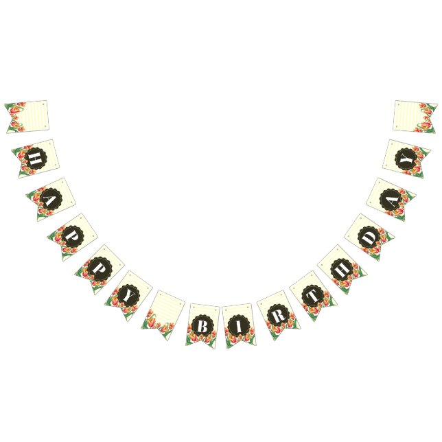 Banderines Feliz cumpleaños púrpura iris Black White Polka pu (Todo)