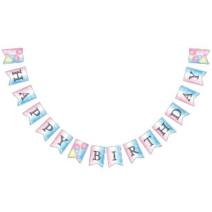 Banderines Feliz cumpleaños 🎈 rosa y azul
