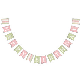 Banderines Feliz cumpleaños Sage Rustic Green Pink Floral Mad