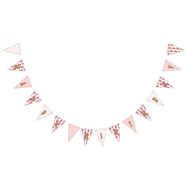 Banderines Feliz cumpleaños Shabby Chic Pink Rose Polka Dots (Todo)