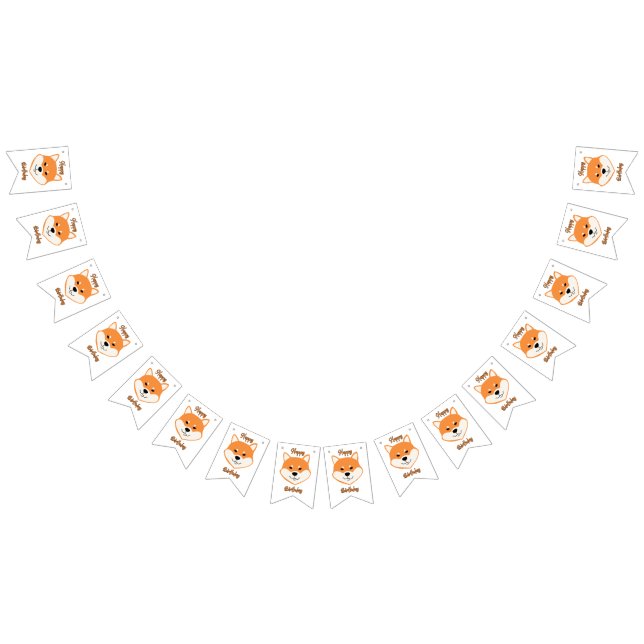Banderines Feliz Cumpleaños Shiba Inu Estandarte de Bunting O (Todo)