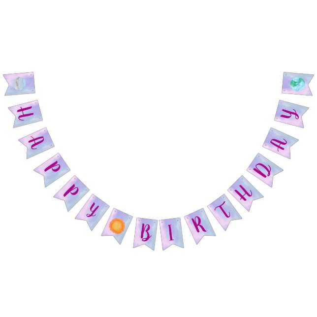 Banderines Feliz Cumpleaños Sun Y Planetas Bunting (Todo)