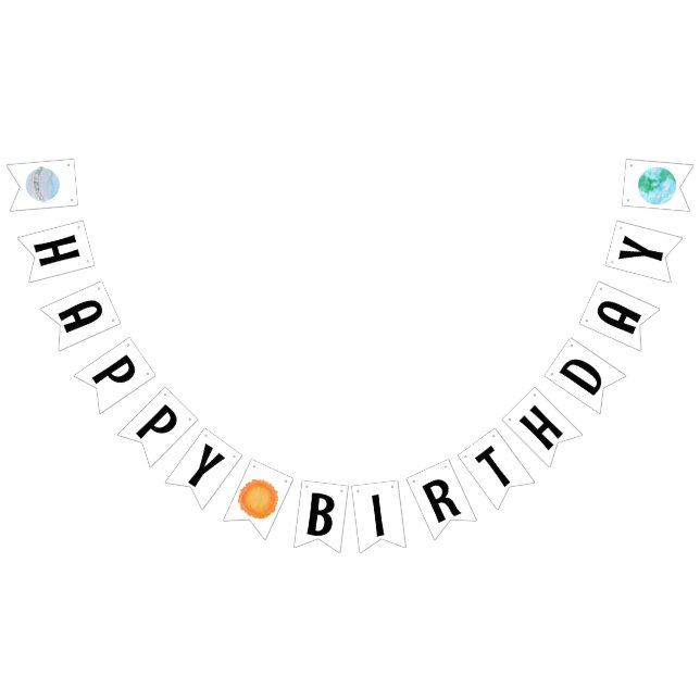 Banderines Feliz Cumpleaños Sun Y Planetas Bunting (Todo)