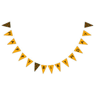 Banderines Feliz Cumpleaños Tela Kente Amarillo Verde Rojo Ne