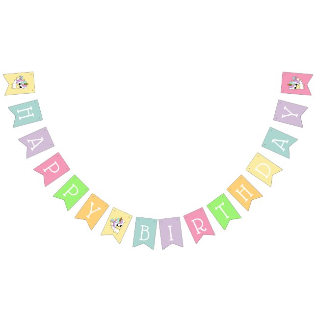 Banderines Feliz cumpleaños Unicorn (Todo)