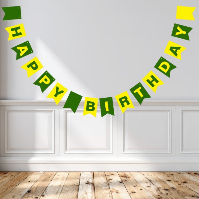 Banderines Feliz cumpleaños verde y amarillo (Subido por el creador)