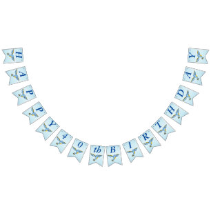 Banderines Feliz cumpleaños Whimsical Flying Bonito Bluebird