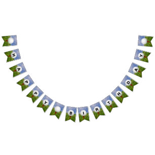 Banderines Feliz cumpleaños y golf en el pasto