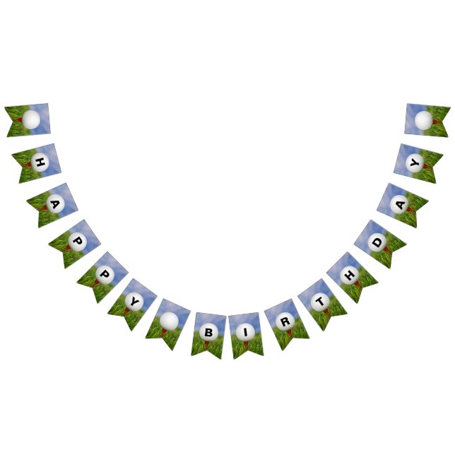 Banderines Feliz cumpleaños y golf en el pasto (Todo)