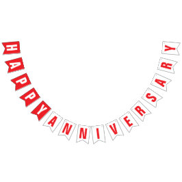 BANDERINES FELIZ DECORACIÓN ANIVERSARIA, ROJA + BLANCA