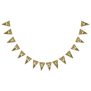 Banderines Feliz Día de Acción de Gracias, Fiesta Purpurina b