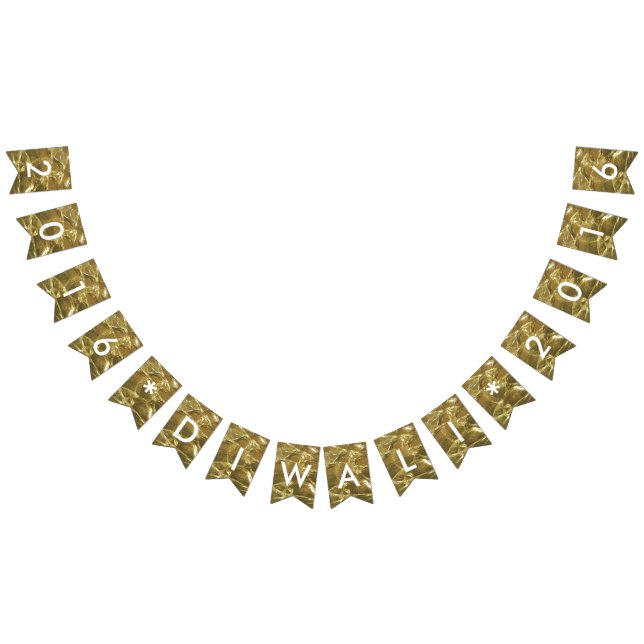 Banderines Feliz Diwali 2016 Purpurina blanco  Fiesta (Todo)