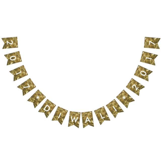 Banderines Feliz Diwali 2017 Purpurina blanco  Fiesta (Todo)