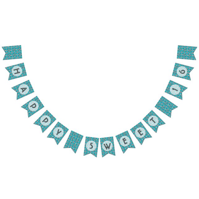 Banderines Feliz dulce fiesta de cumpleaños 16 (Todo)