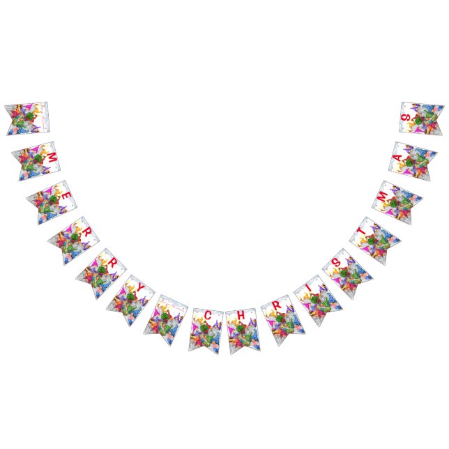 Banderines Feliz Fiesta navideño Personalizado dibujando dive (Todo)