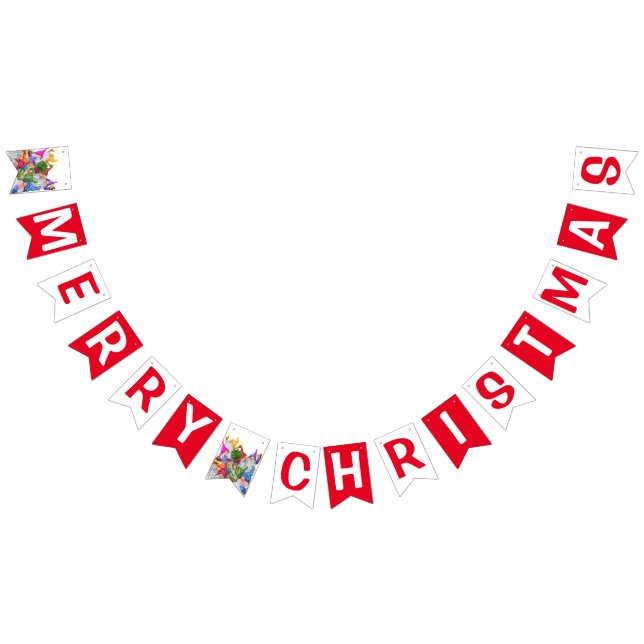 Banderines Feliz Fiesta navideño Personalizado dibujando dive (Todo)