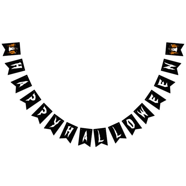 BANDERINES FELIZ HALLOWEEN BOO NEGRO Y BLANCO (Todo)