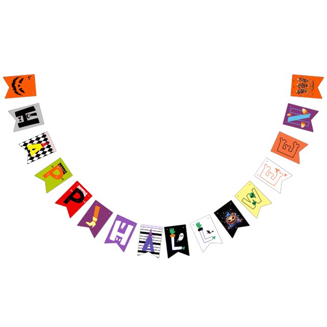 Banderines Feliz Halloween divertido moderno (Todo)