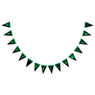 Banderines Feliz Halloween Driding Green Slime Black