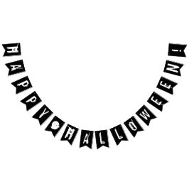 Banderines Feliz Halloween Fantasma Negra y Blanca