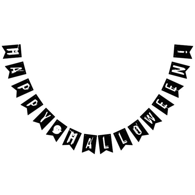 Banderines Feliz Halloween Fantasma Negra y Blanca (Todo)