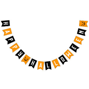 Banderines Feliz Halloween Naranja negro Jack O Lantern Face